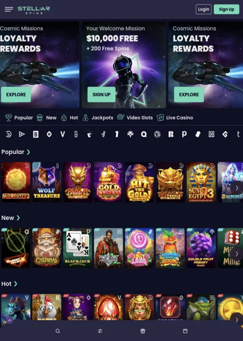 Gaming Overview Stellar Spins Casino